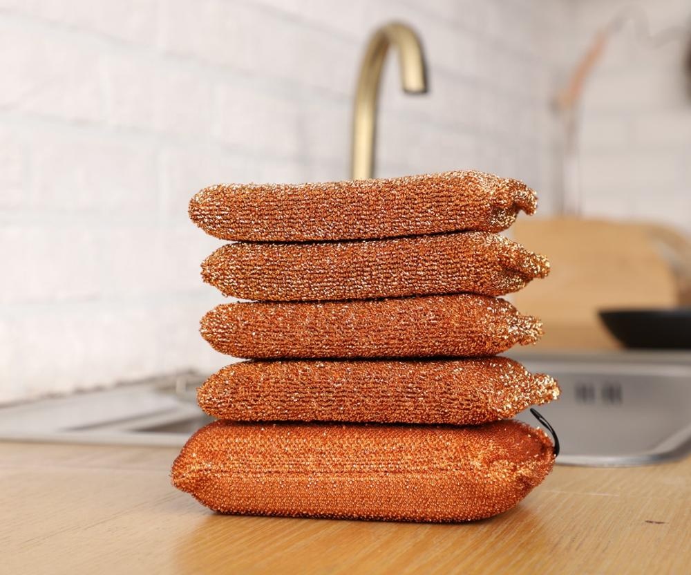 ECO-FRIENDLY MOMCLEAN Korea included COPPER powder in the Kitchen sponge Anti-Bacterial Scourer