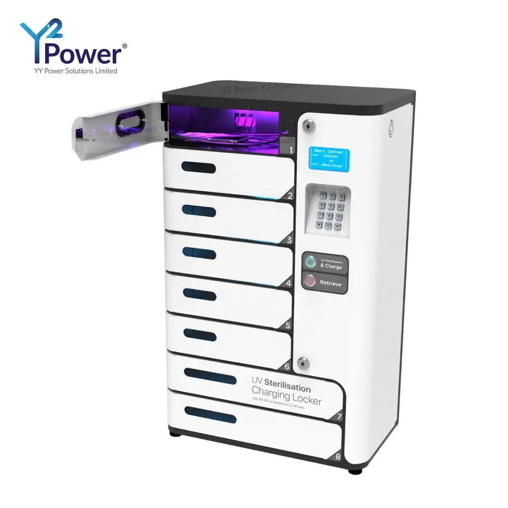 Y2 Power UVC Mobile Sanitizing & Charging Locker with Automatic Door Open System PL-UV08-Y2 Cell Phone Charger for Sport Events