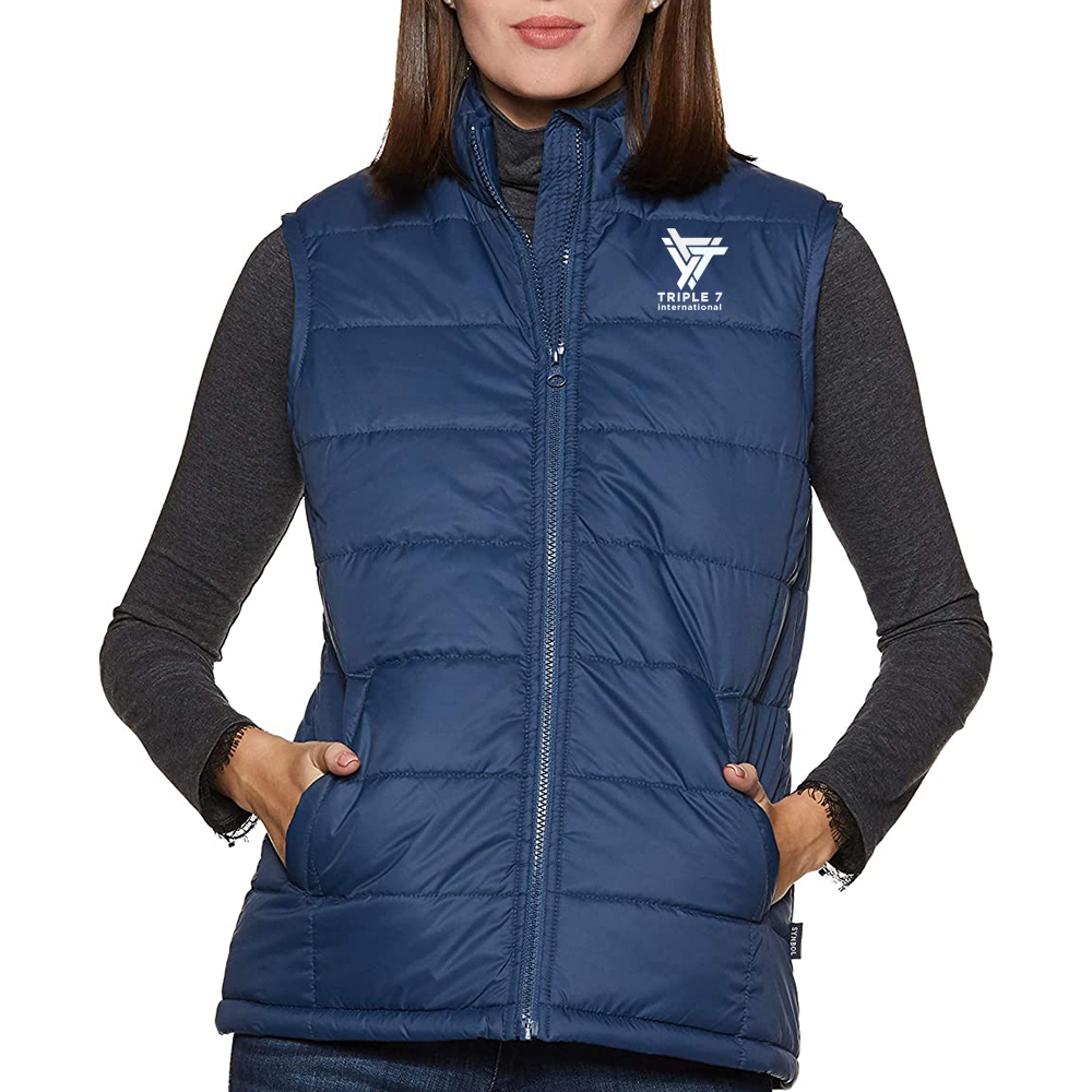 2021 Women's Puffer Vest Nylon Fabric Zipper Up Custom Logo Printed Puffy Vest