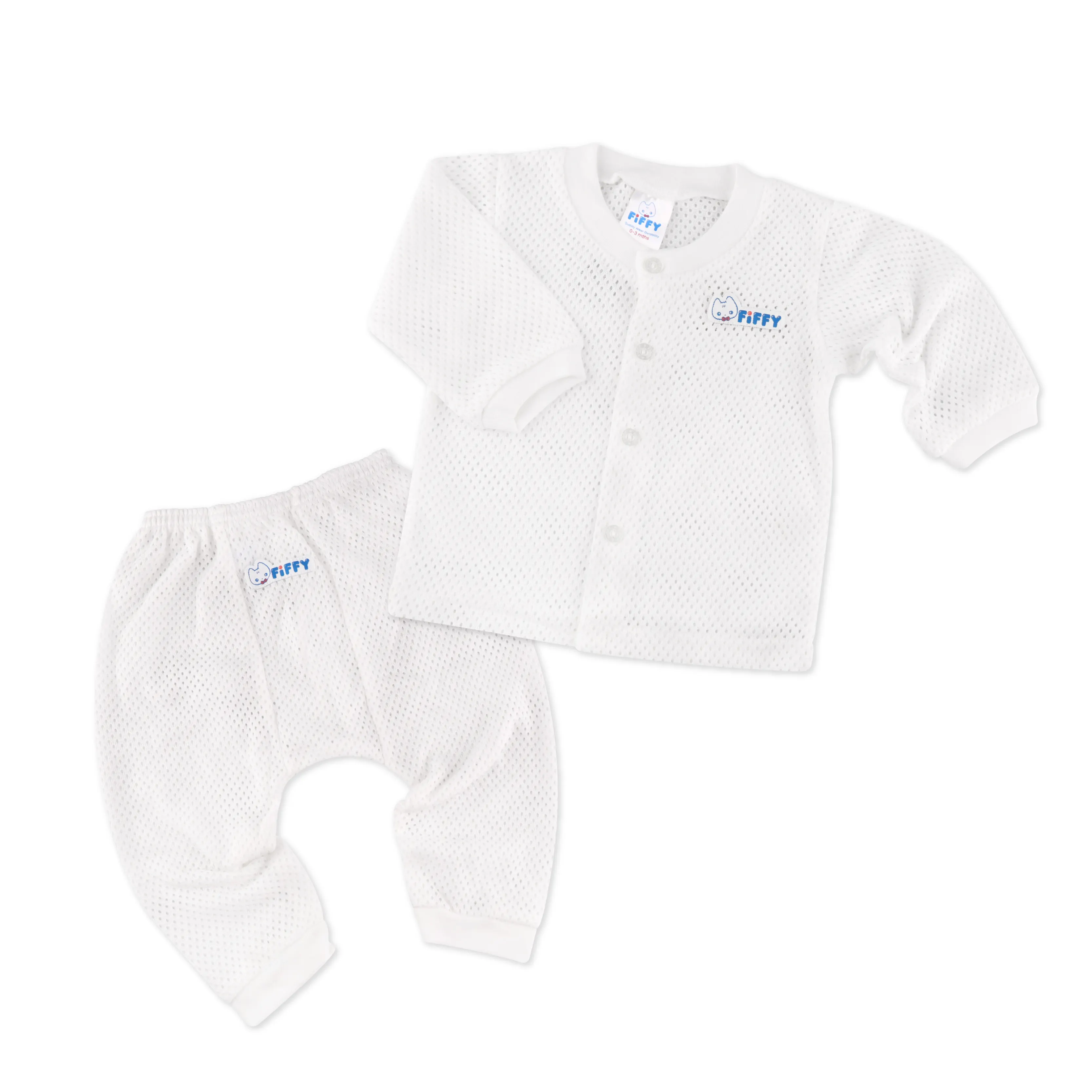 FIFFY Baby Apparel Baby Suit Unisex Long Sleeve Vest and Pant Suit Baby Apparel (White)