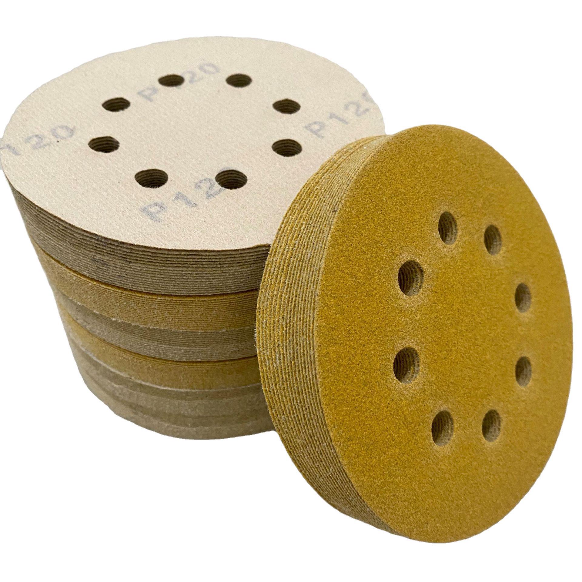 China premium konaflex-golden yellow 5inch(125mm)with 8 dust holes hook&loop sanding disc