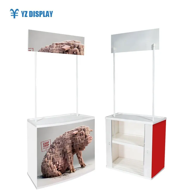 Wholesale supermarket exhibition customized printing pp promotion display aluminum trade show counter