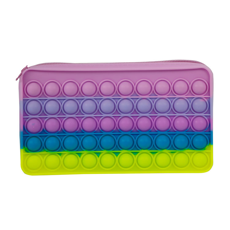 Pop Bubble silicone pencil pouch for kids children  rainbow stress relief pencil bag  pop it fidget toys pencil case