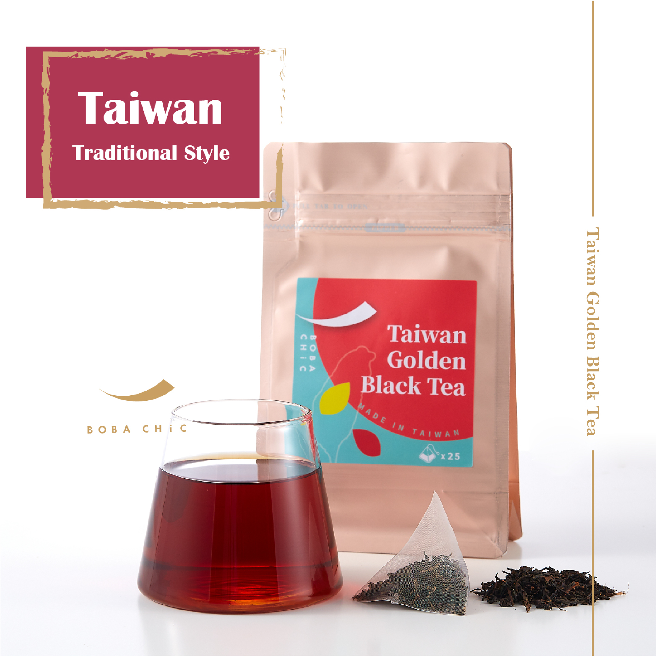 BOBA CHiC 100% Taiwan Traditional Golden Black Tea Bag Wholesale Price