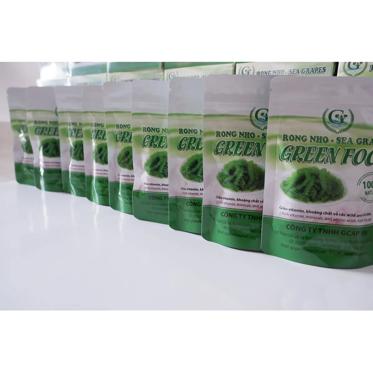 Natural Green GCAP VN Manufacturer Green Food Seasoned Salted Sea Grapes 100 Grams With Zipper From Viet Nam