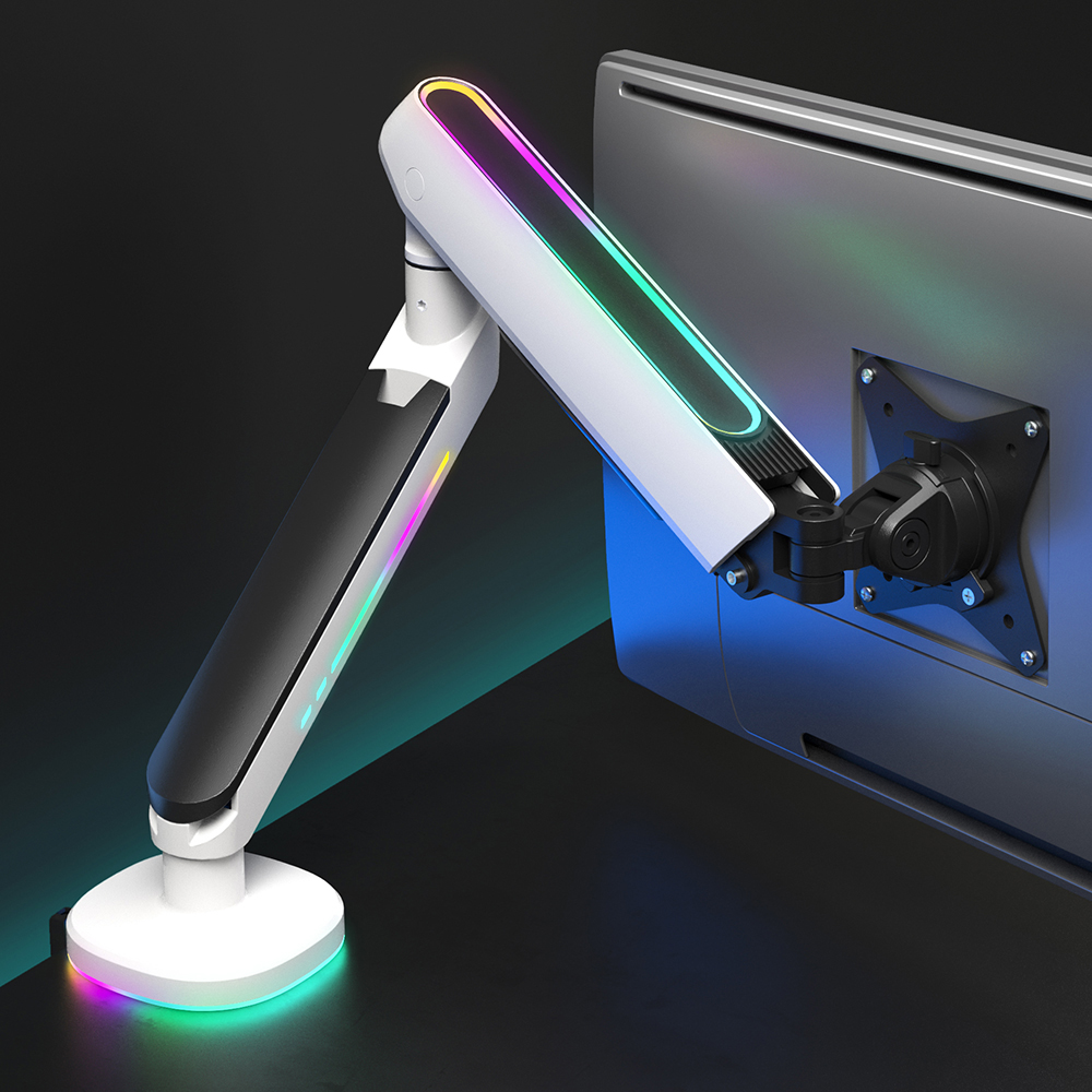 Цветная (RGB Освещение один монитор рукоятки с usb-портами для тяжелых условий эксплуатации Vesa игровой монитор рукоятки Регулируемый алюминиевый компьютерный монитор Подставка для рук