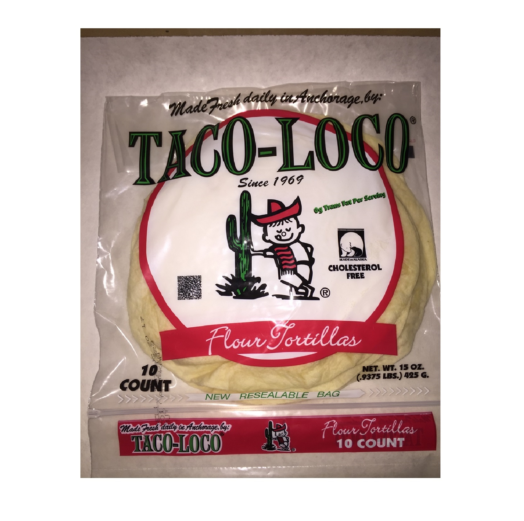 New Taco Loco Medium 8" Flour Tortillas Model Number 7820311122