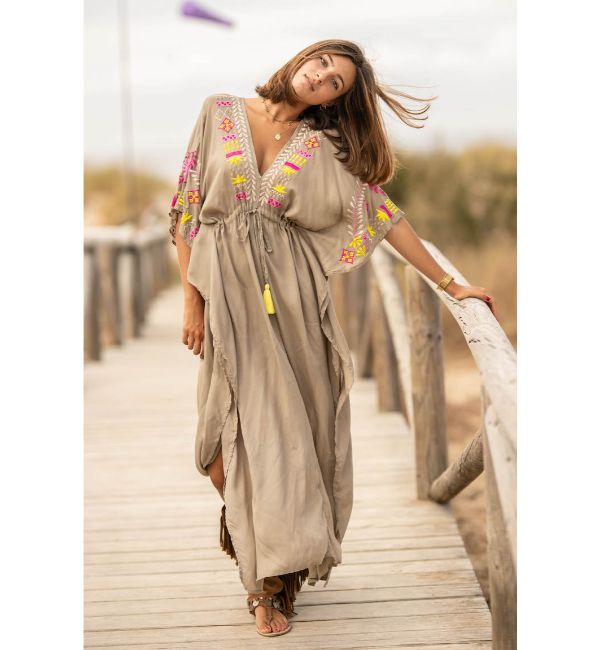 2024 Summer Bohemian Dresses Plus Size Embroidery Clothing Chic & Gypsy Casual Dress Beach Wear Kaftan