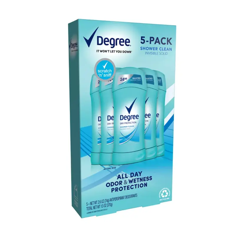 Deodorant Womens Degree Shower Clean Dry Protection Antiperspirant Deodorant (Pack of 5)