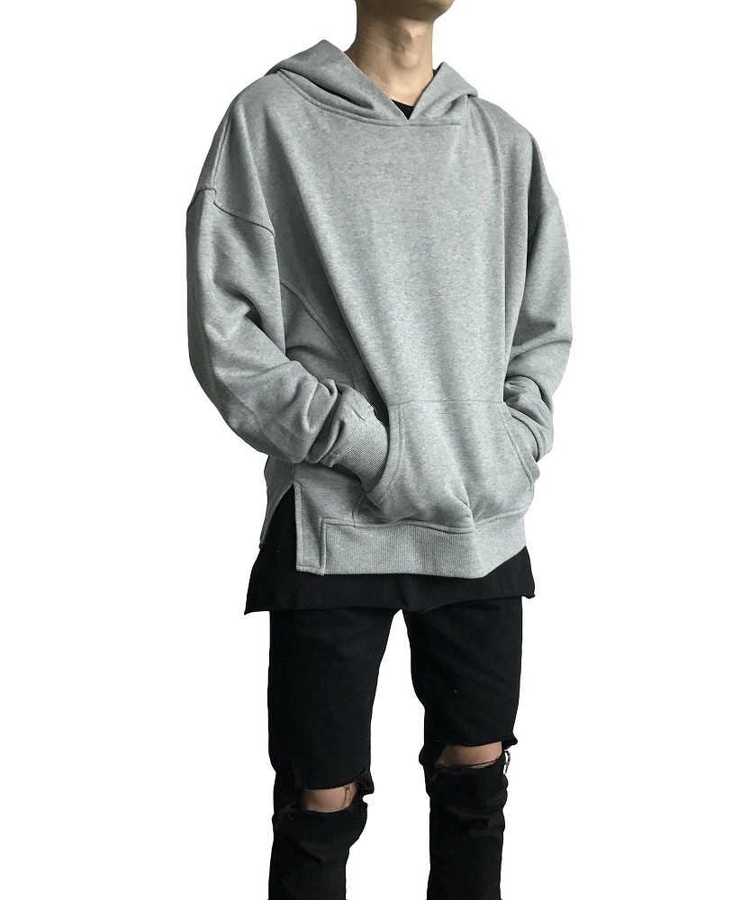 OEM Custom Logo Street wear Casual Pullover Hoodies with side cuffs splits