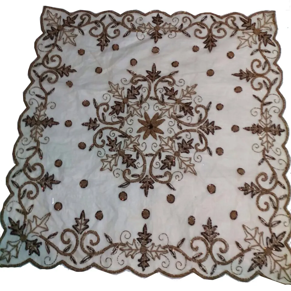 Jute fabric embroidery table cover