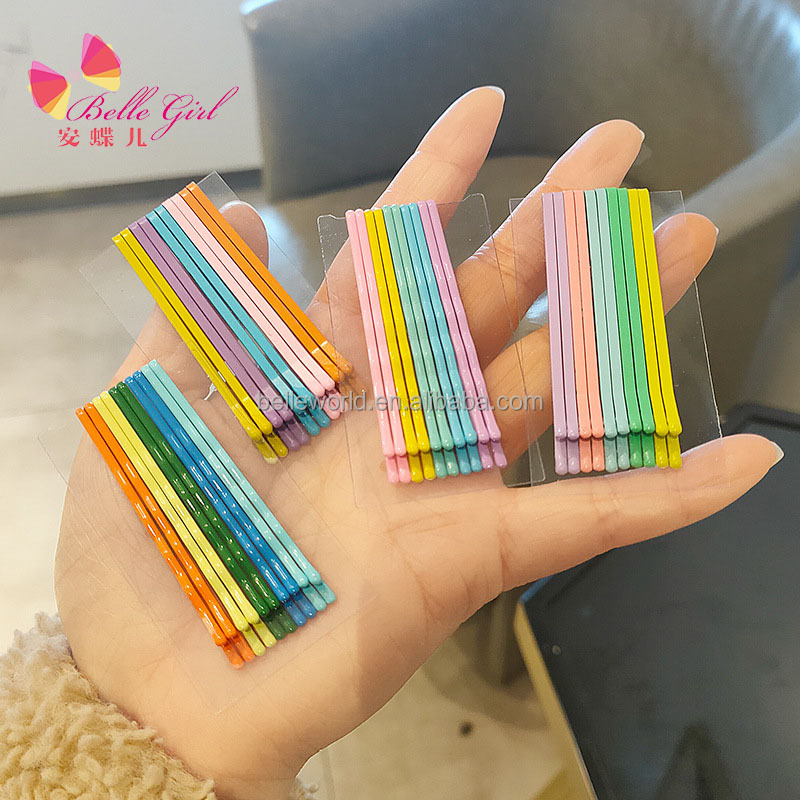 Belleworld fashion hair accessories 10pcs per card salon 6cm hair clips grips custom colorful wave hair bobby pins packaging