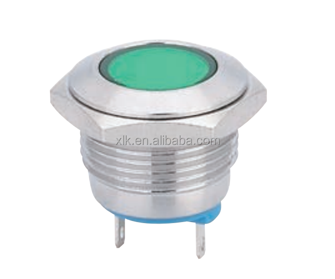 16mm Chrome Housing Green Super Led Indicator Lamp 24Vdc For Vehicle