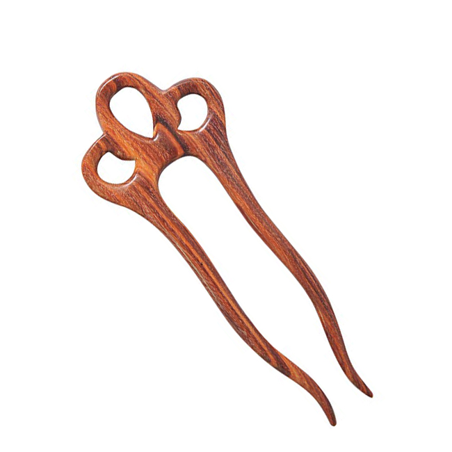 Wooden Hand Carved Hair Fork Stick