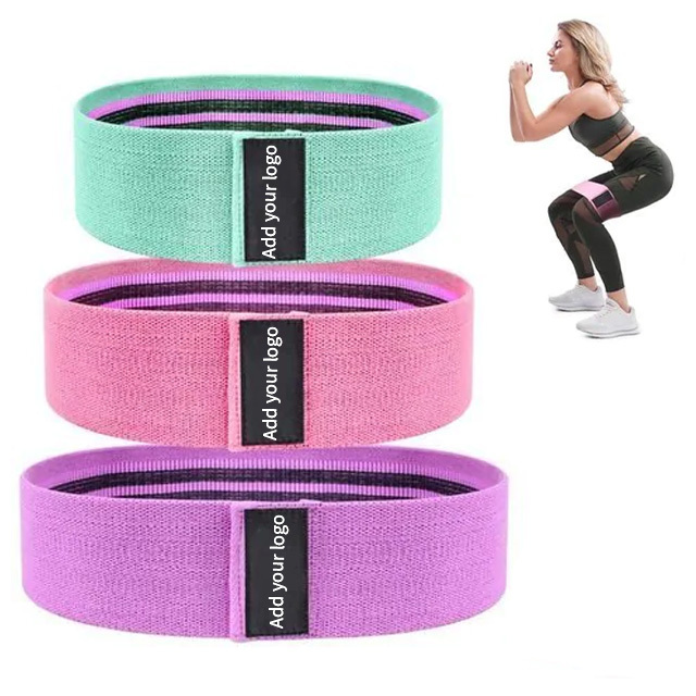 3Pcs Fabric Resistance Bands Set Hip Booty Loop Band for Legs Workout OEM Custom Logo Anti Slip Elastic Fitness Exercise Bands