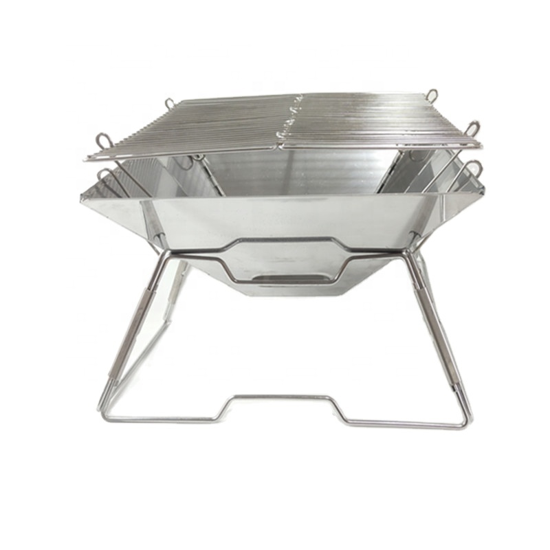 New New Trapezoidal Wood Stove Camping Water Cooking Stainless Steel Outdoor Folding BBQ Grill