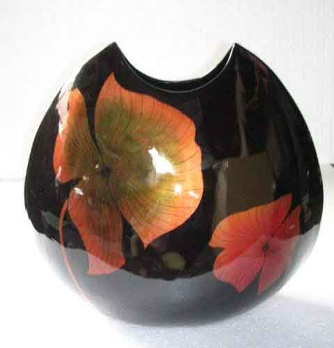 Lacquer vase with lotus design, Vietnam handicraft, for home-decor, tableware, houseware