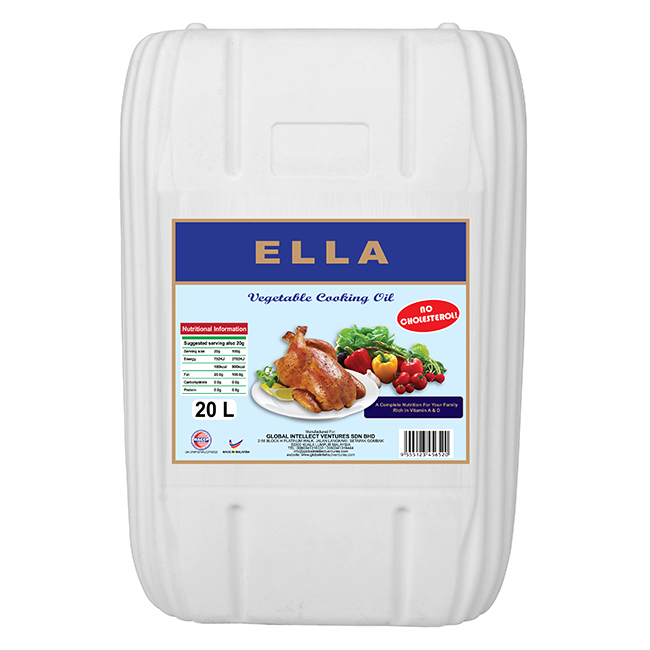 Малазийское пальмовое масло ELLA в белой канине (английская этикетка), 20 л