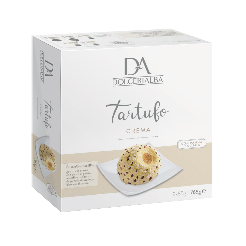 Первоклассное качество, итальянский мороженое Crema Tartufo, 9 отдельных частей, семейная упаковка, 765 г, оптовая продажа