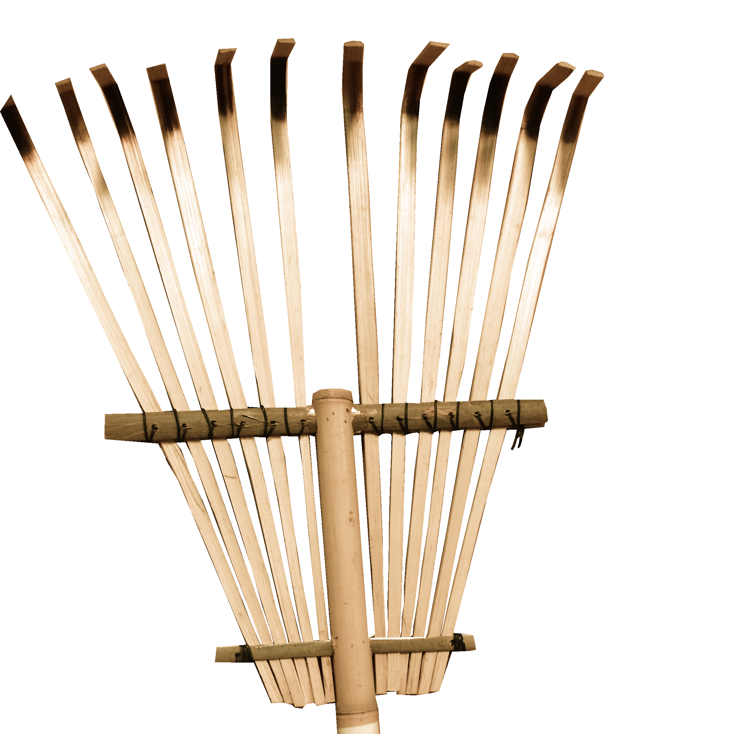 Bamboo rake 12 tines for dry leaves sweeping and garden cleaning Made in Vietnam export to Japan
