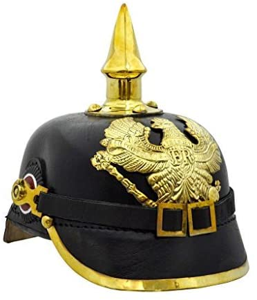 Немецкий кожаный шлем Pickelhaube, шлем, прусский полк времен Второй мировой войны, реквизит Pickehauben ручной работы, латунный значок