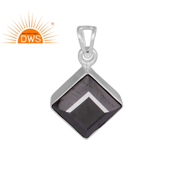 High Quality Rhombus Cut Hematite Gemstone Set Fine Square Shape 925 Silver Statement Pendant Jewelry Manufacturer