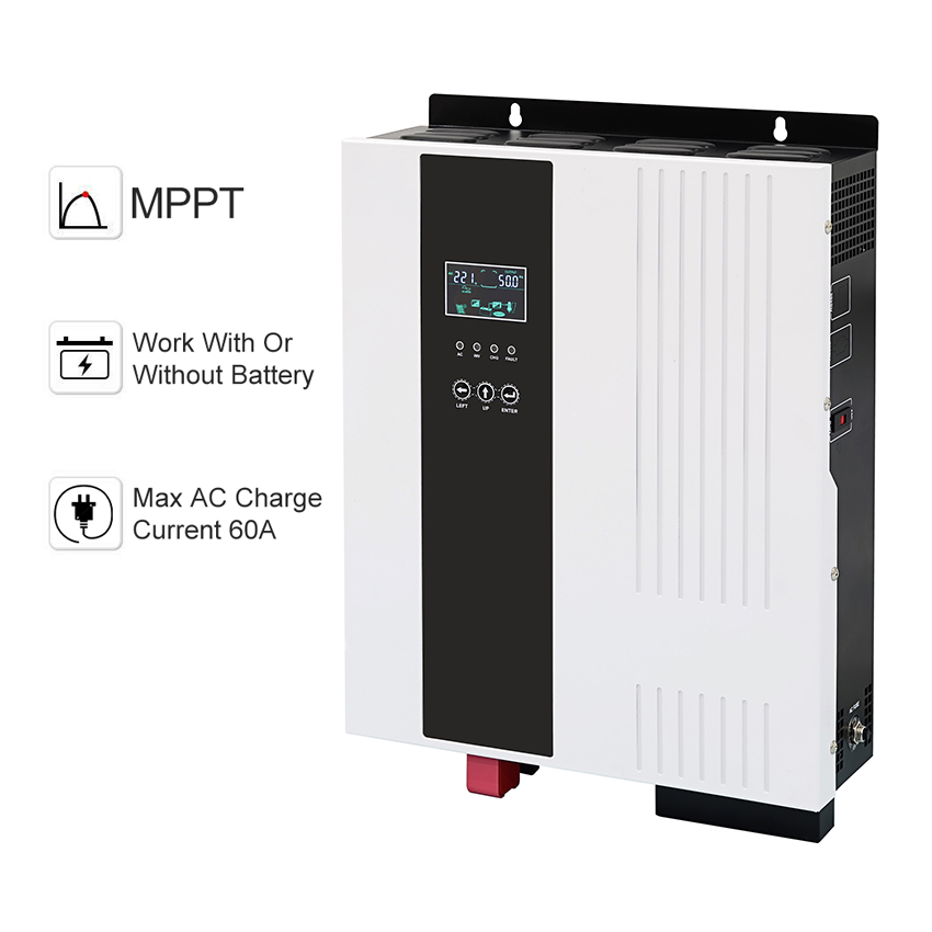 Высокочастотный инвертор с чистым синусом 500VDC 60A 3000w 5000w 3kw 5kw Встроенный со слежением за максимальной точкой мощности заряжаемый контроллер Солнечный инвертор без батареи