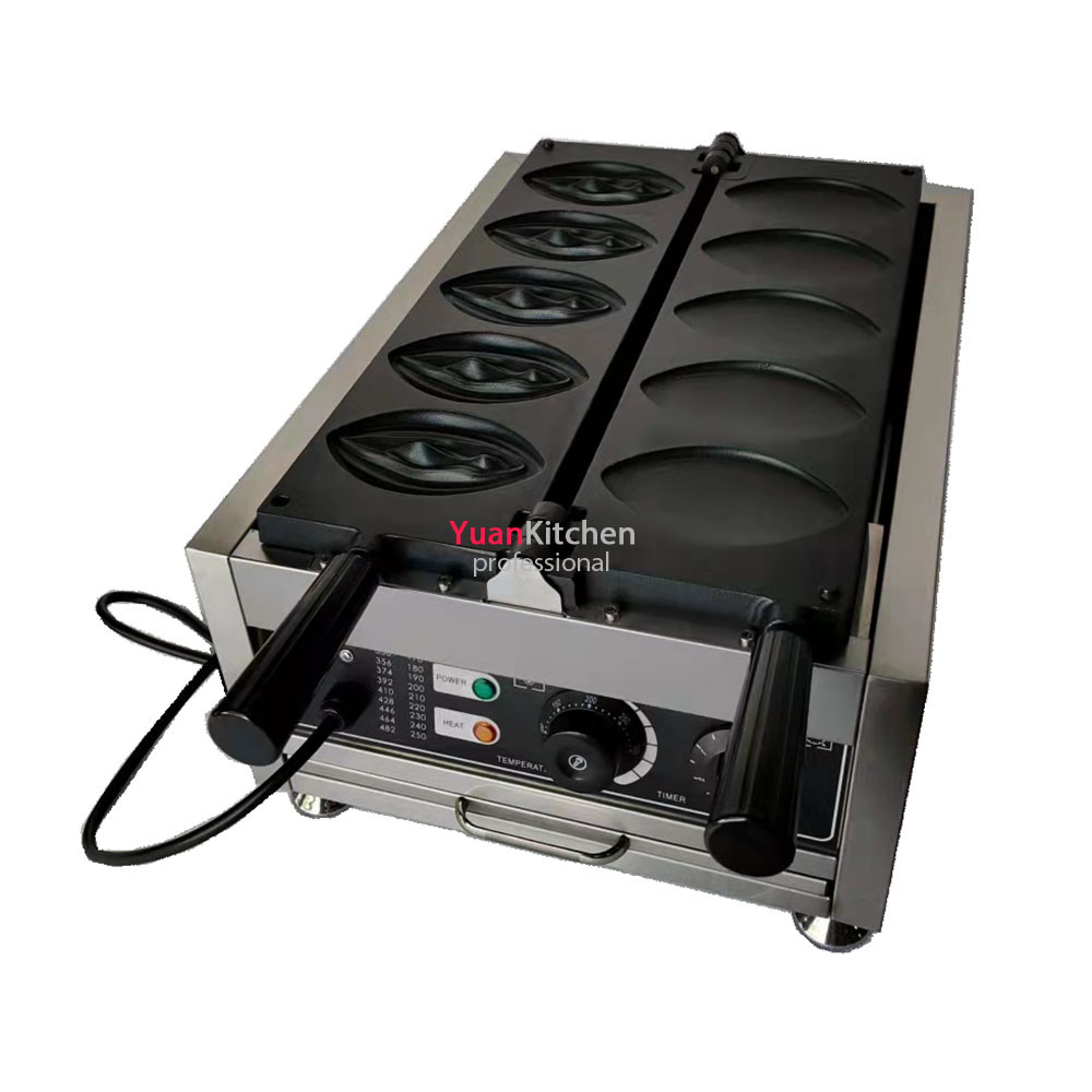 Commercial Non-stick 110V 220V Electric 5PCS Vulva-Shaped Waffle Maker Vagina Penis Shaped Waffle Maker Baker Machine OEM ODM