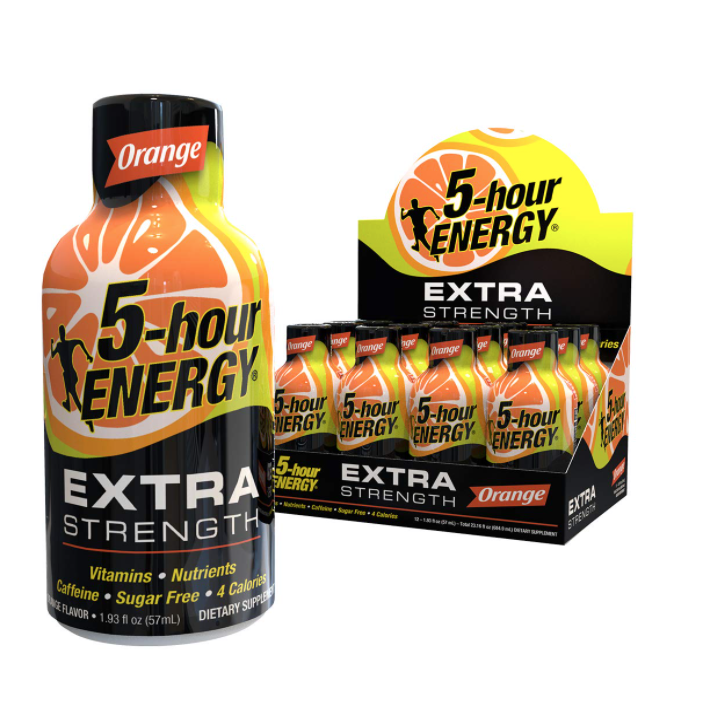 5 Hour Energy Drink Shot Extra Strength Flavor Orange (Case Pack of 12 units)