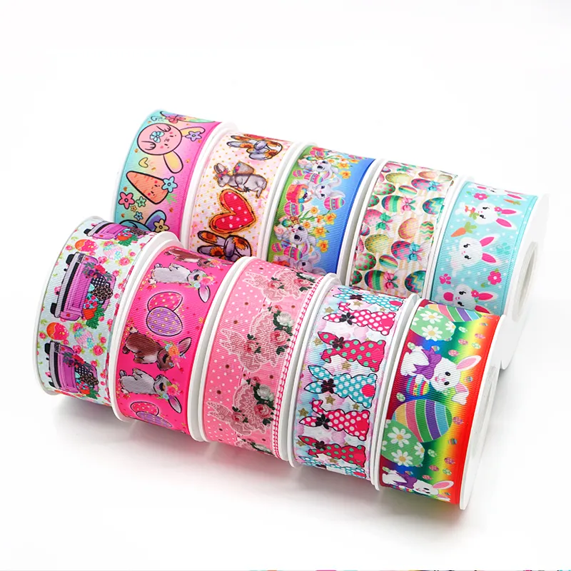 1.5'' 38mm Easter Printed Hair Bows Ribbon Grosgrain Ribbon Low Price Grossgrain Ribbon