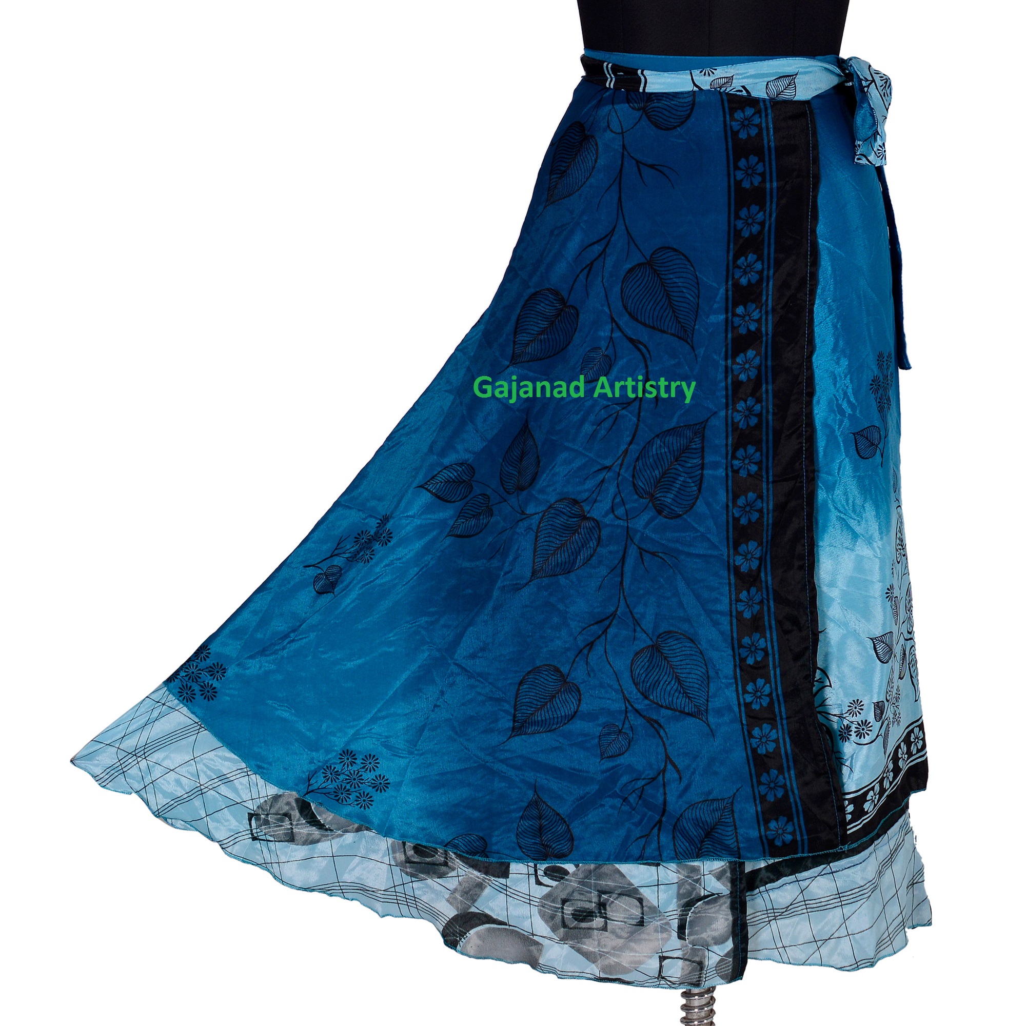 Vintage silk skirt reversible long skirt 2 layer magic wrap around bohemian hippie sexy beach wear short dress summer wrap skirt