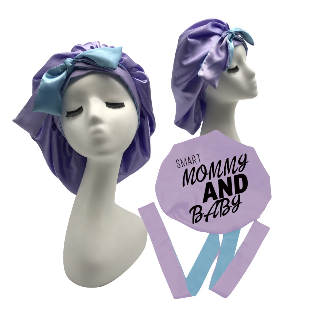Custom Silk hair Bonnet for Hair Print Custom Logo Style bonnets and satin hair wraps