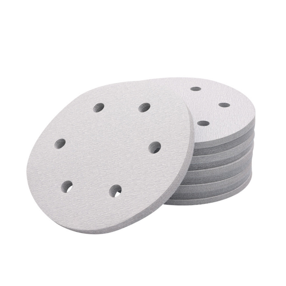 China premium konaflex-platinum white 6inch(150mm)with 6 dust holes hook&loop sanding disc