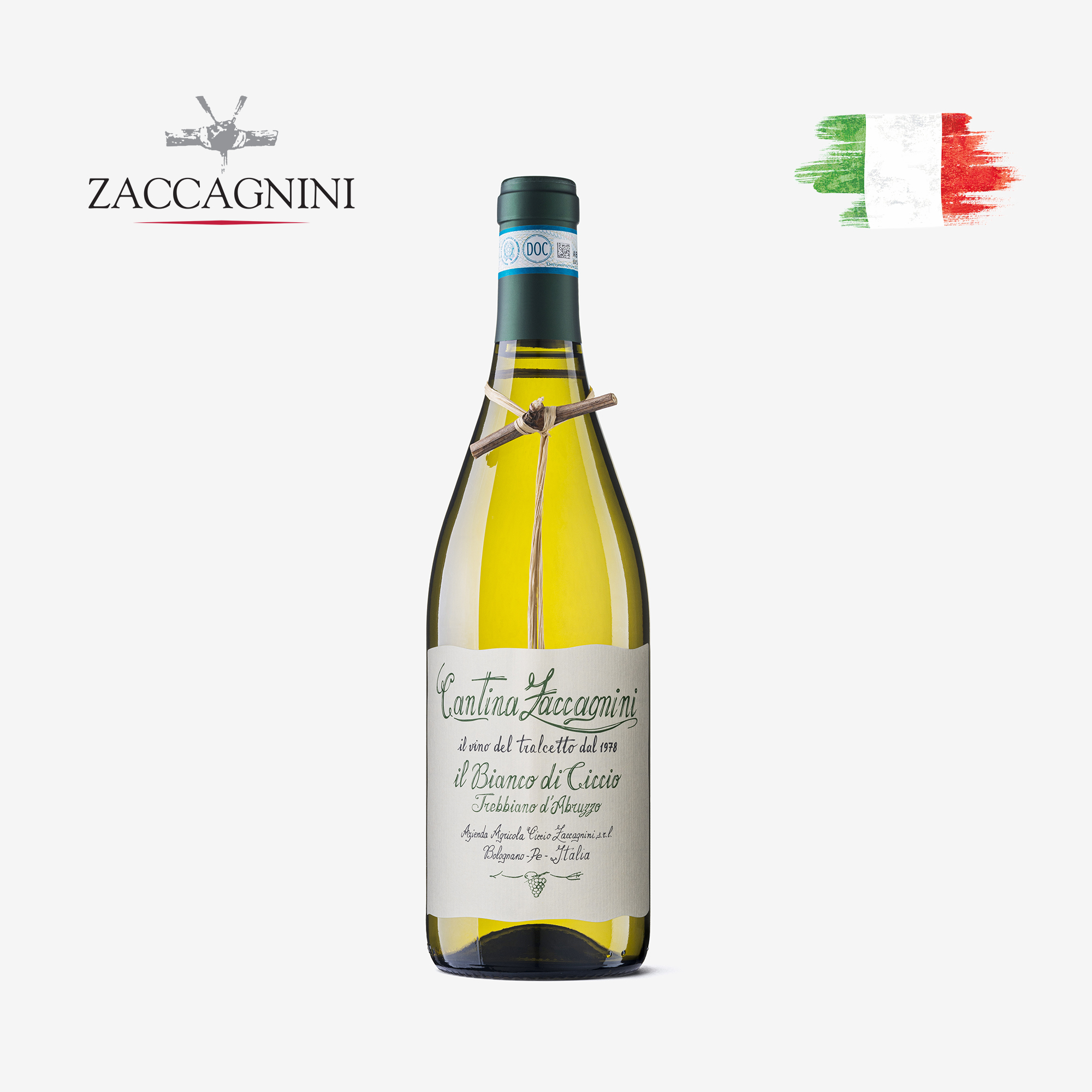 Итальянское вино | Zaccagnini Tralcetto | Trebbiano obruzzo DOC 0,75 L | Сделано в Италии