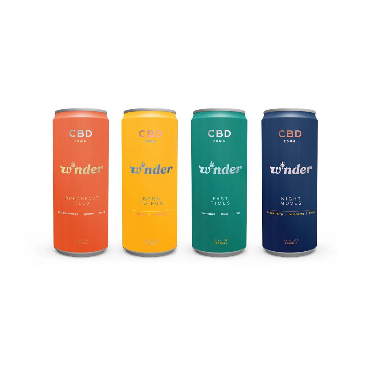 Упаковка из 4 упаковок W * nder Variety Pack 20 мг CBD один из каждого вкуса для энергии, восстановления, фокусировки и отдыха CBD энергетические напитки