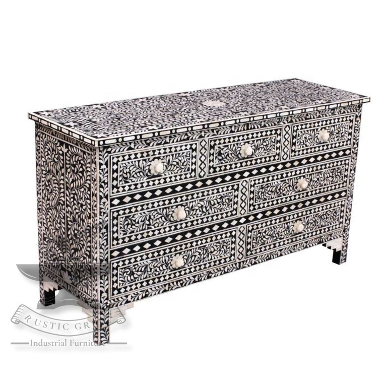 Large Bone Inlay Chest of Drawer with Multiple Drawers