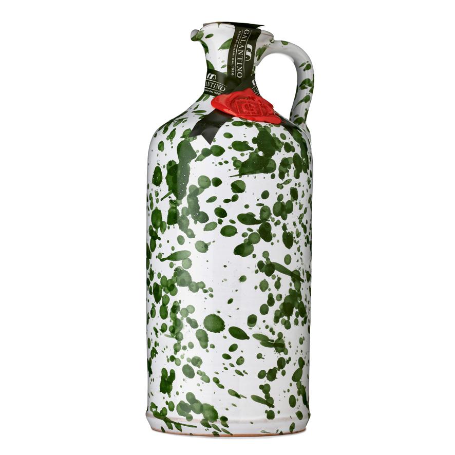 Ceramic jar "FANTASIA GREEN " with Medium Fruity Italian Extra Virgin Olive Oil Galantino for dressing and cooking 500ml