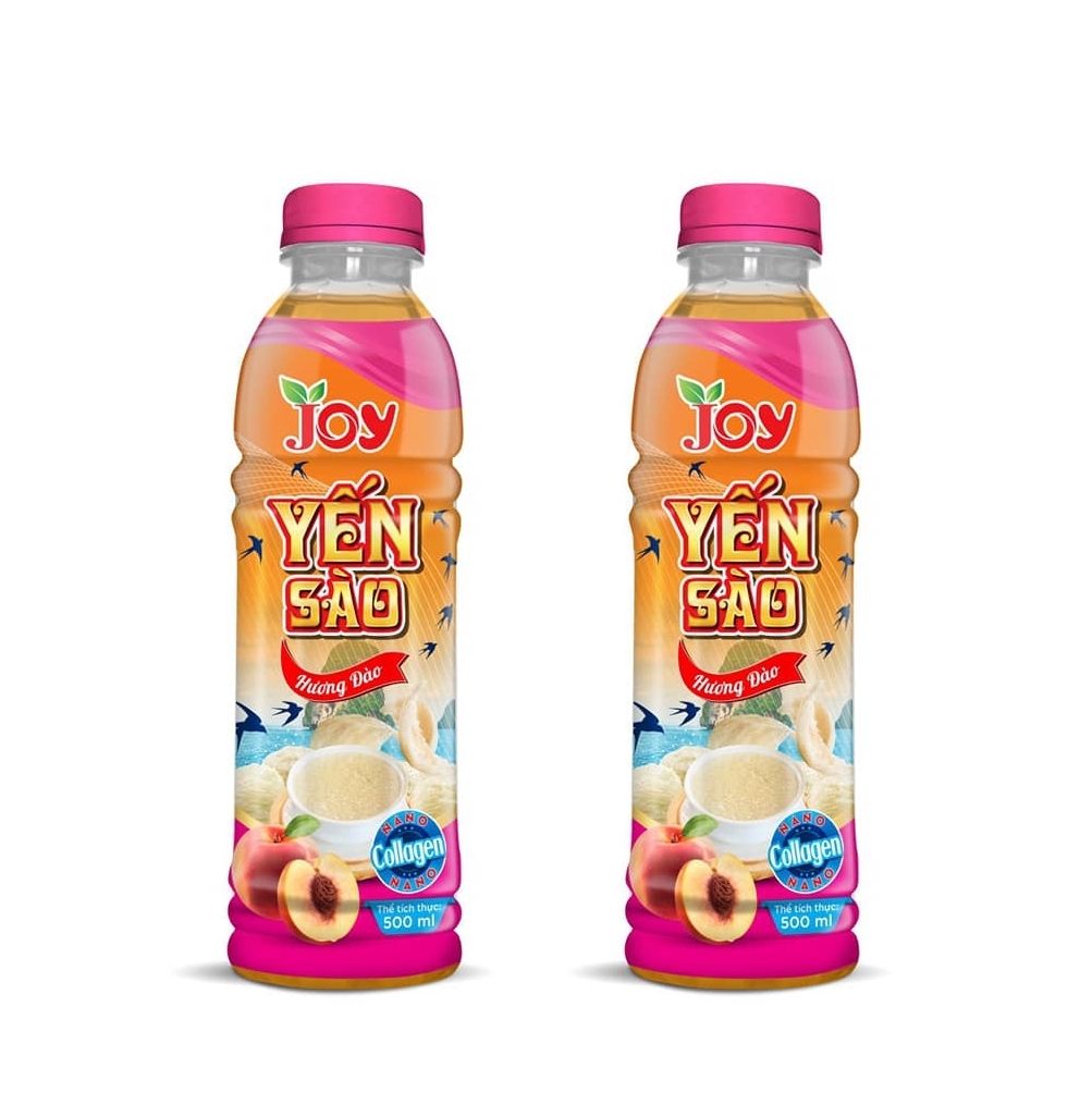 JOY Soft Drink 500ml Plastic Bottle Bird's Nest Fruit Juice Peach Juice with Rock Sugar Viet Nam Brand Healthy Fruit Drink