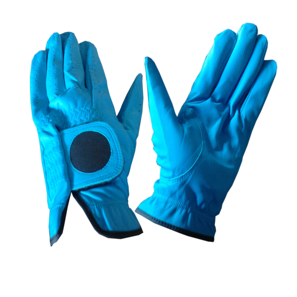 Golf Glove Full Leather Design with Cabretta Light Blue Material