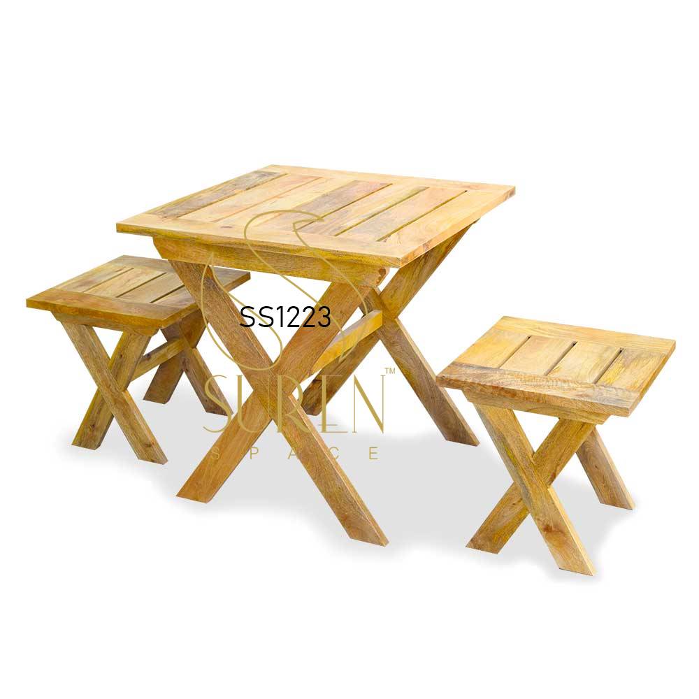 Solid Mango Wood Natural Finish Cafeteria Bakery Shop Furniture Commercial Furniture Hospitality Furniture