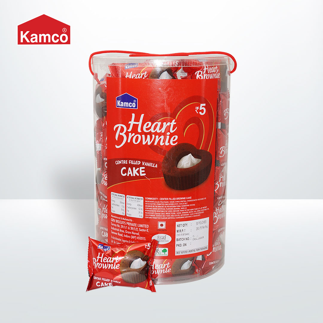 Сердца, коричневый, заполненный в центре, ванильный торт | Kamco Heart Brownie, ванильный заполненный торт