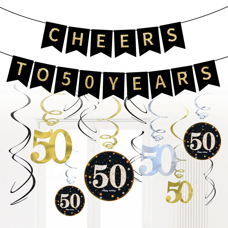 30th Cheers to 60 Years Banner Sparkling Celebration 40 Hanging Swirls for 50 Years Old Party Supplies 20th Birthday Decorations