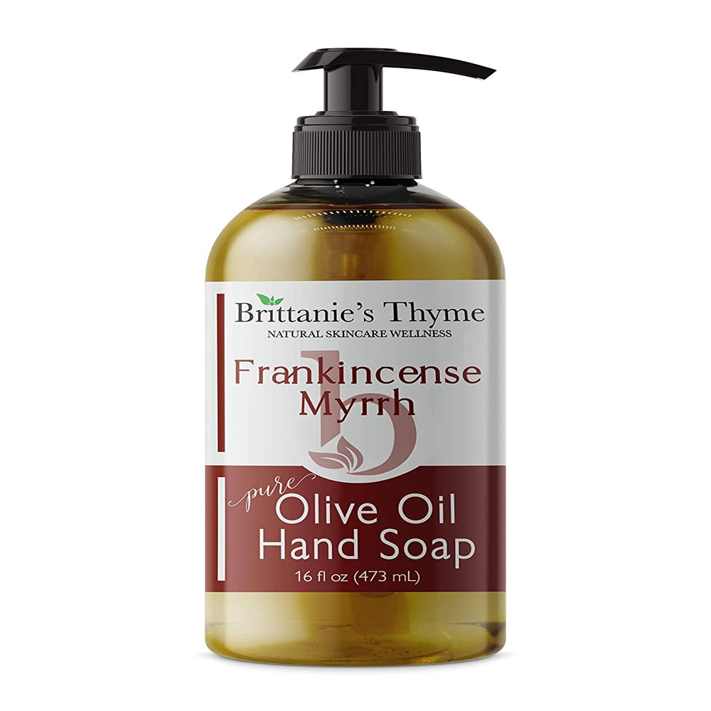 Полностью натуральное мыло для рук, 16 унций (Frankincense & Myrrh), кастильное мыло из оливкового масла и натуральных роскошных эфирных масел.