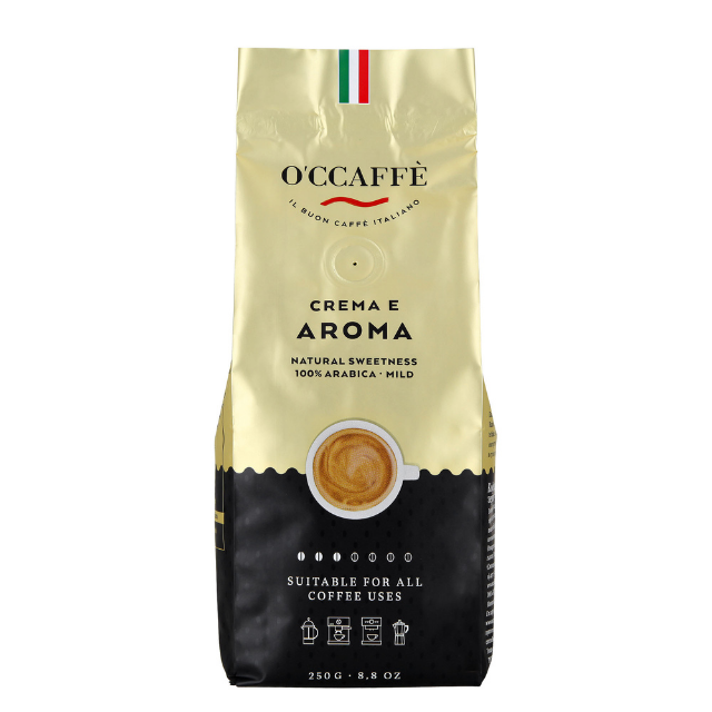 Occaffe Italian Espresso 250 gr bag 100% Arabica Roasted Coffee Beans For Coffee Machine