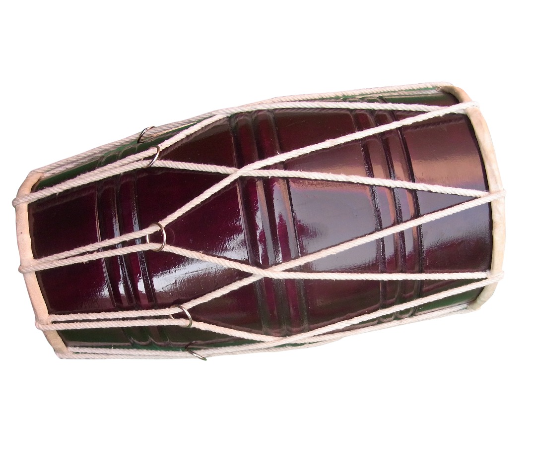 Wooden Musical Dholak Drum Handmade Indian Folk Musical Instrument Padded Bag Spanner Dholki Musical Instrument Rope Dholak