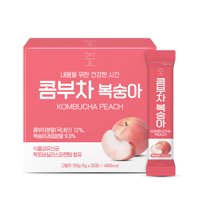 Premium healthy Peach kombucha that ferments with beneficial bacteria for a refreshing feeling.