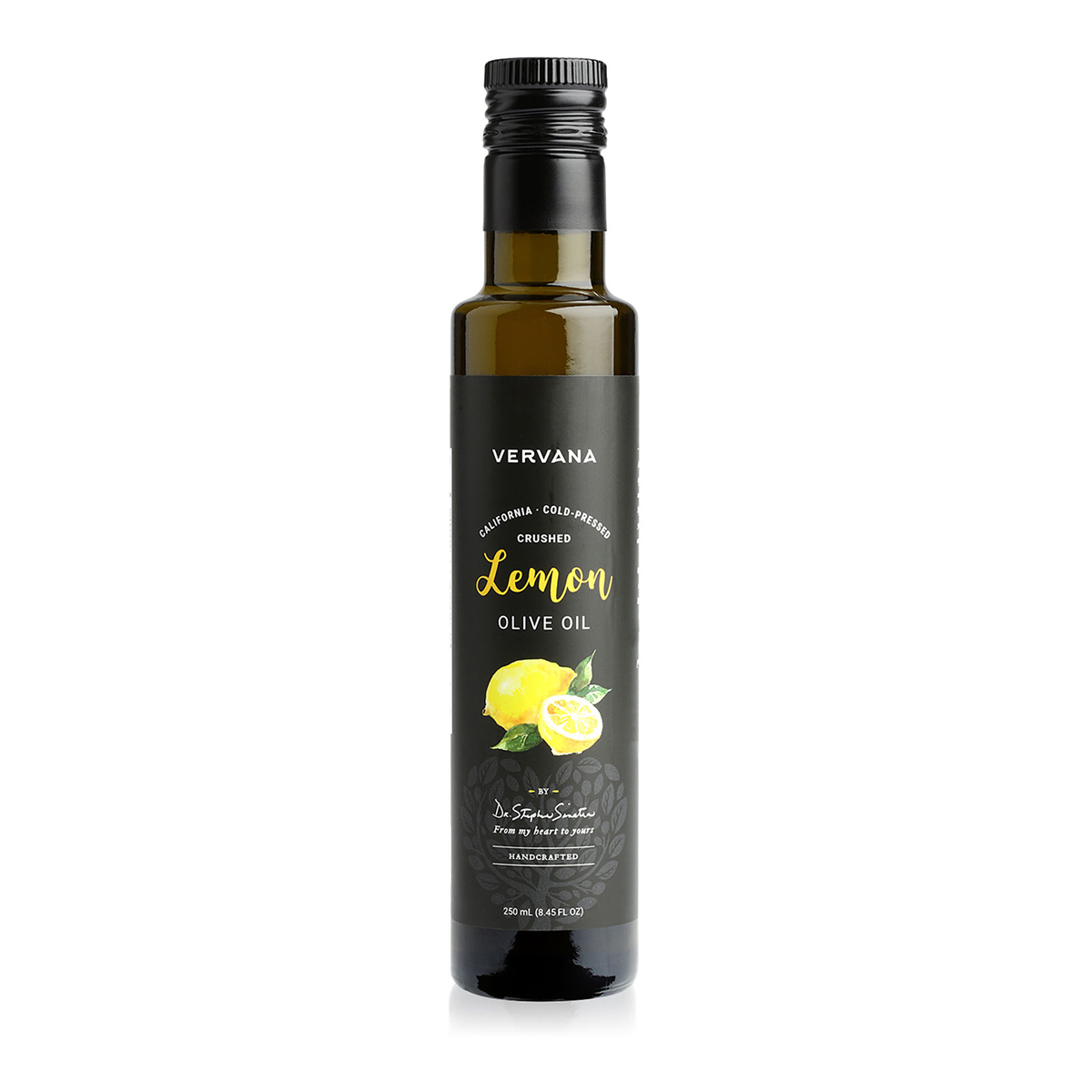 Чистое и натуральное оливковое масло Vervana California холодного прессования со вкусом измельченного лимона 250 мл (8,45 жидких унций)
