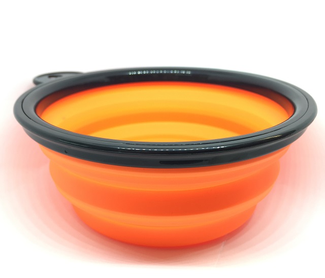 Hot Sale Silicone Portable Orange Foldable Bowl for Outdoor Pet Use