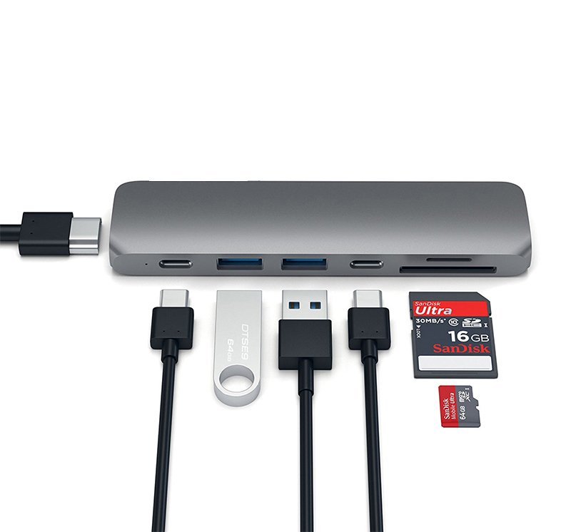 7 в 1 двойной USB Type C док-станция SD TF устройство для чтения видео 4k адаптер