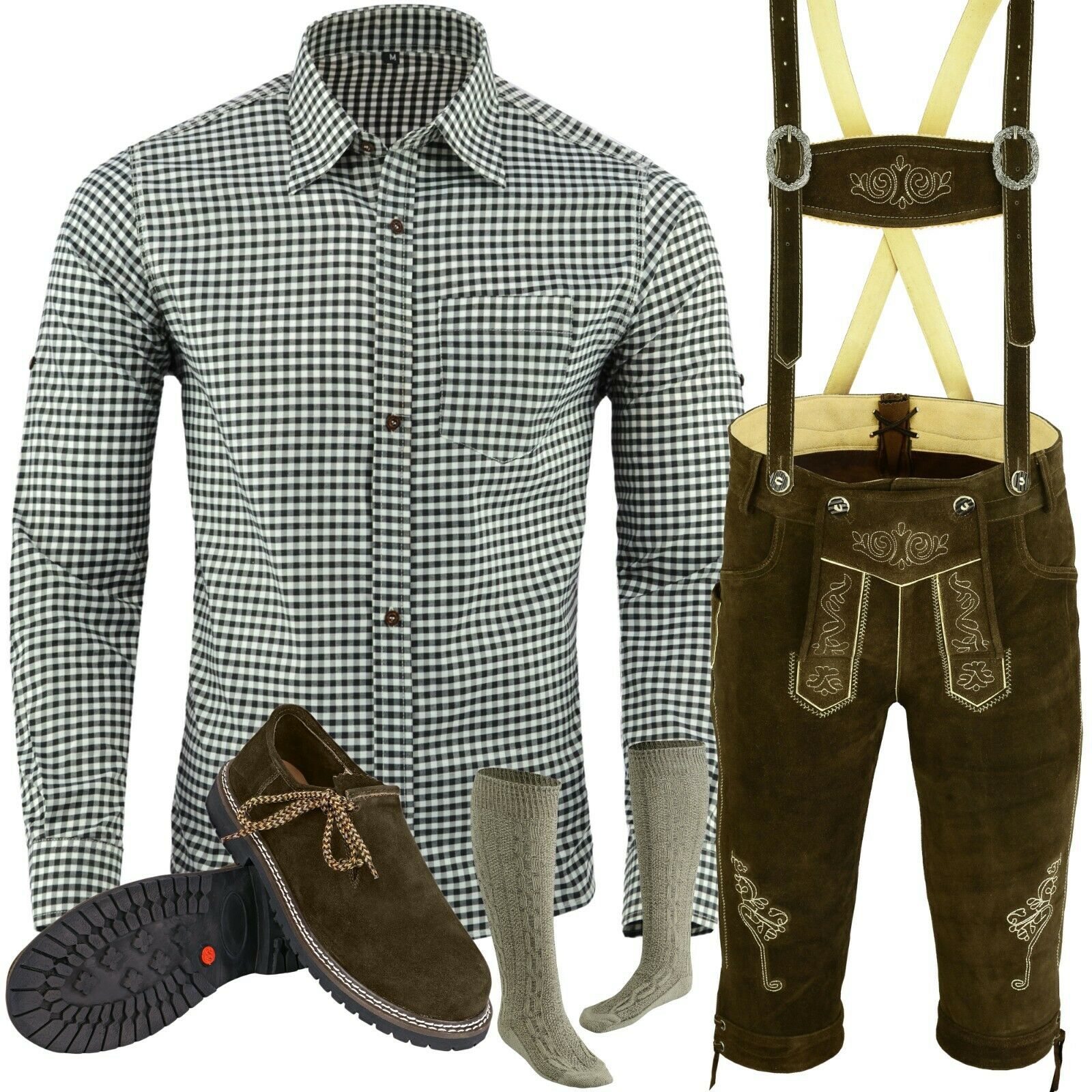 Trachtenset Branded Oktoberfest Authentic German Lederhosen Bundhosen Full Dress
